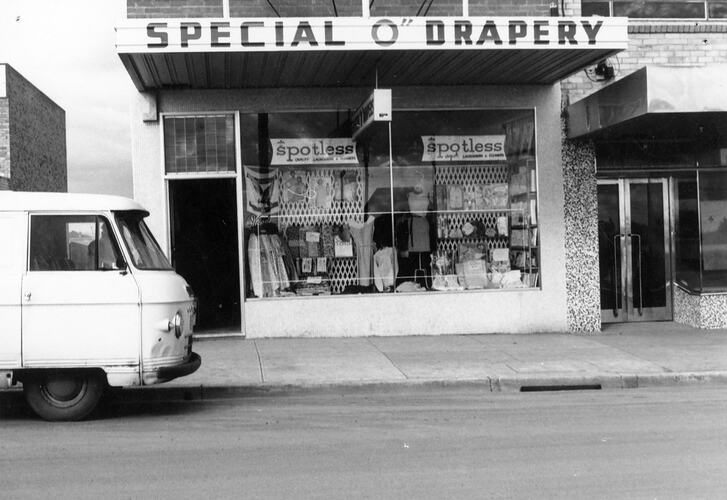 Digital Photograph - Special 'O' Drapery Store Shop Front, Lalor, circa 1966