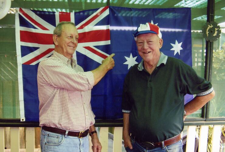 Digital Photograph - John Woods with Australian Flag, Lalor, 26 Jan 2006