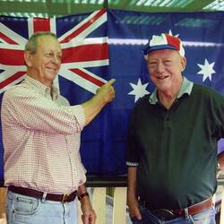 Digital Photograph - John Woods with Australian Flag, Lalor, 26 Jan 2006