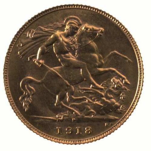 Coin - Half Sovereign, Western Australia, Australia, 1918, photographed by Museums Victoria
