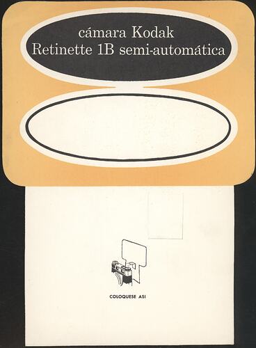 Price Ticket - Kodak Mexico, 'Camara Kodak Retinette 1B Semi-Automatica', 1959 - 1966