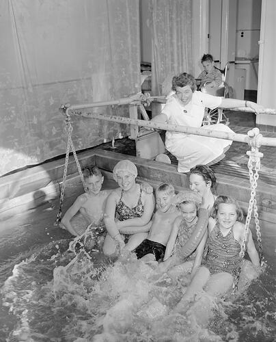 Children's Hospital, Group in a Swimming Pool, Frankston, Victoria, 19 Jun 1959