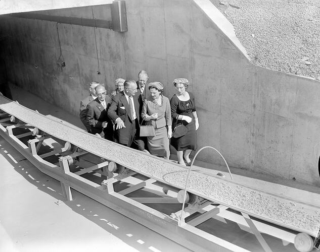 Reid's Lightweight Aggregate, Group Walking through a Quarry, Greensborough, Victoria, 23 Oct 1959