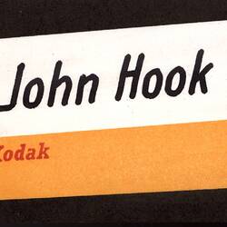 Name Tag - Kodak Australasia Pty Ltd, John Hook, Consumer Markets Conference, 1969