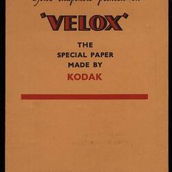 Film Wallet - Kodak, 'Your Snapshots Printed on Velox', circa 1930s