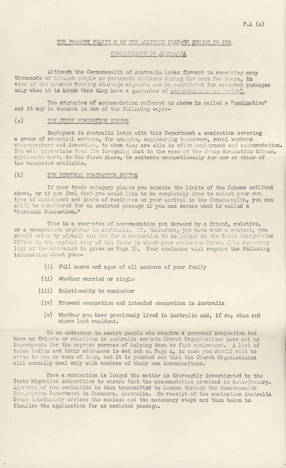 Information Sheet - British Assisted Passage Scheme, John & Barbara ...