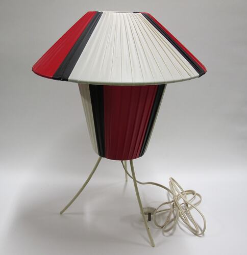 Lamp - Red, White & Black Pleated Shade
