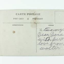 Back of postcard showing handwiting.