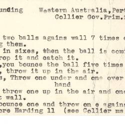 Document - Lenore Harding, to Dorothy Howard, Description of Ball Game 'Sevens', 1955