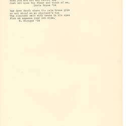 Document - Linette Boyd, Addressed to Dorothy Howard, Transcriptions of Autograph Album Inscriptions, 1954