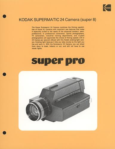Printed page with text and photograph of camera.