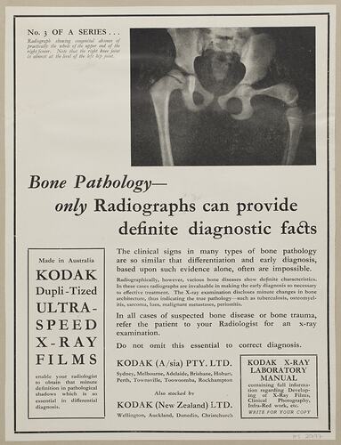 Leaflet - 'Bone Pathology, Only Radiographs Can Provide Definite Diagnostic Facts'