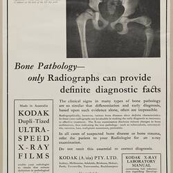 Leaflet - Kodak Australasia Pty Ltd, 'Bone Pathology, Only Radiographs Can Provide Definite Diagnostic Facts', 1930s