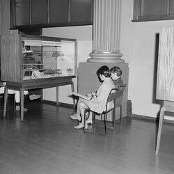 R.M.I.T. art students in Queen's Hall, Institute of Applied Science (Science Museum), Melbourne, 1968