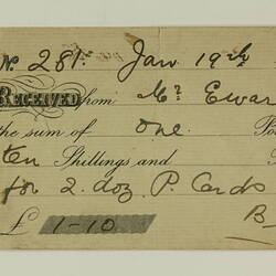Front of printed and hand-written receipt.
