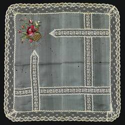 Handkerchief - 'Souvenir of France', Pale Green Silk, circa 1918