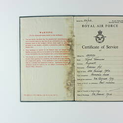 Certificate of Service - Royal Air Force, Brenda Burnett, England, 1959-1962