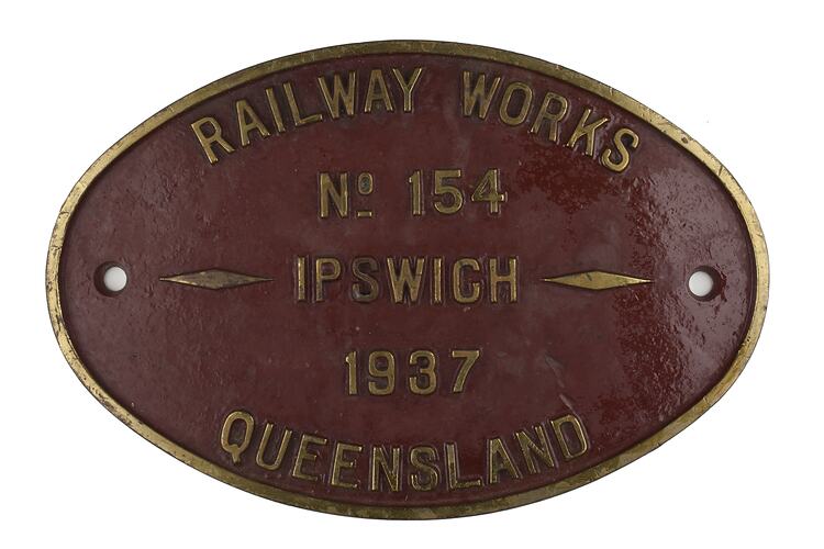 Locomotive Builders Plate - Queensland Government Railways, 1937