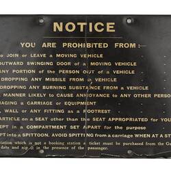 Sign - Passenger Prohibitions, Victorian Railways