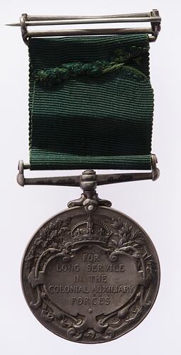 Medal - Colonial Auxiliary Forces Long Service Medal, Queen Victoria, Australia, 1899-1901 - Reverse