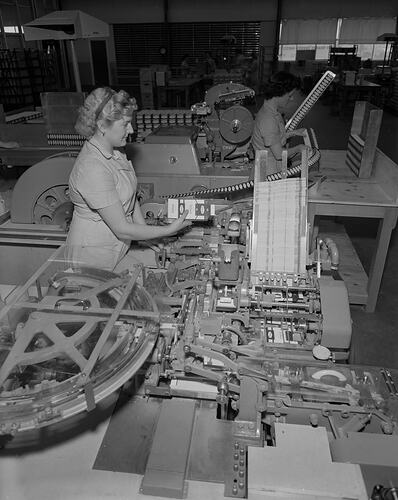 British Tobacco Co (Australia) Ltd, Two Women Packing Cigarettes, Factory Interior, Melbourne, Victoria, Nov 1958