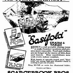 Advertisement - Scarcebrook Bros., 'Easifold' Chairs & Tables for Summer Vacations, 1928