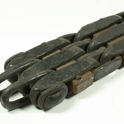 Metal chain with square links. Detail.