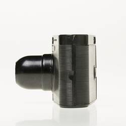 Black rectangular Bakelite camera. Left Profile.