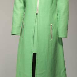 Coat - Prue Acton, Maxi, Lime Linen, 1969