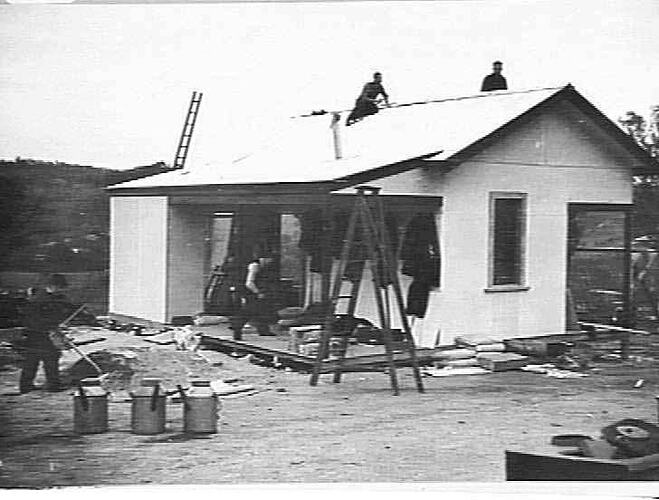 HOUSE (1 OF 5 BUILT) BUILT BY EMPLOYEES OF H.V. MCKAY MASSEY HARRIS PTY. LTD. TO REPLACE THOSE DESTROYED BY BUSHFIRE