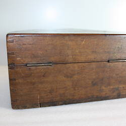 Wooden box, side view.