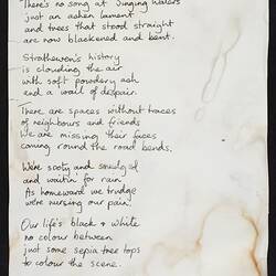 Poem - 'There's a Summer Bush Requiem', Barbara Joyce, Strathewen, 1 March 2009