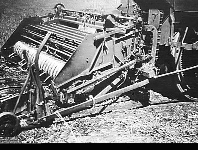 MOWER CUTTER BAR ATTACHED TO PICKUP ON AUTO E.V.H.WILDSEN ST ANDREWS S.AUST AUG 1942.