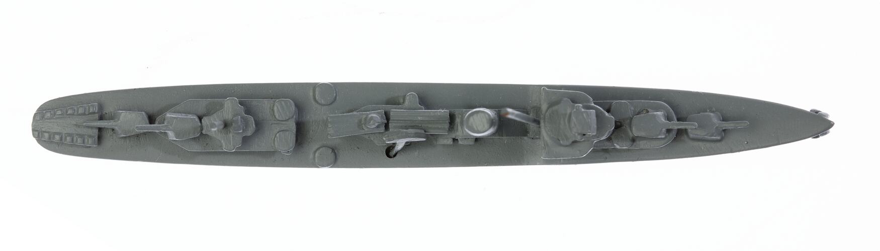 Grey ship model. Top view.