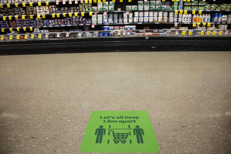 Let's All Keep 1.5m Apart' Social Distancing Floor Marker, Woolworths, Blackburn South, 18 May 2020