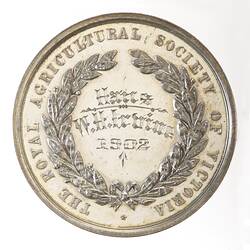Medal - Royal Agricultural Society of Victoria, Third Prize, Victoria, Australia, 1902
