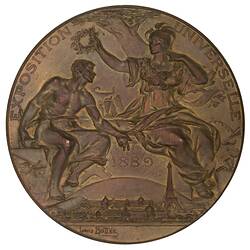 Medal - Exposition Universelle, Bronze, by Louis Bottee, Paris, France, 1889