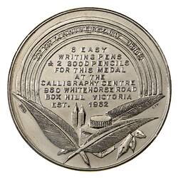 Medal - The Calligraphy Centre 27th Anniversary, 1989