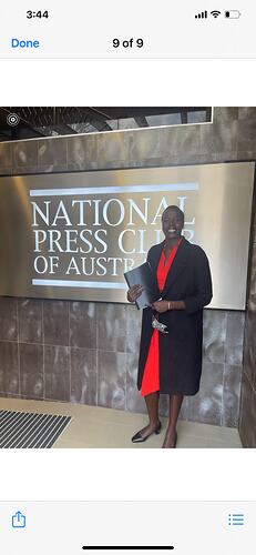 Nyadol Nyuon Holding Her Speech Notes, National Press Club, Canberra, Jun 2021