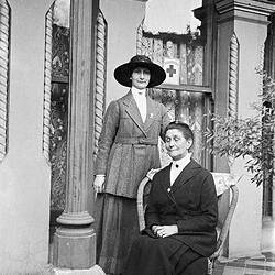 Negative - Two Women Outside Family Home, East Melbourne, Victoria, 1918