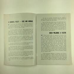 HT 56083, Pamphlet - 'Why Does White Australia Matter?', Victorian Association for Immigration Reform, Melbourne, circa 1968 (MIGRATION), Document, Registered