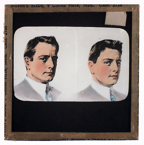 Lantern Slide - Universal Opportunity League, Two Male Heads