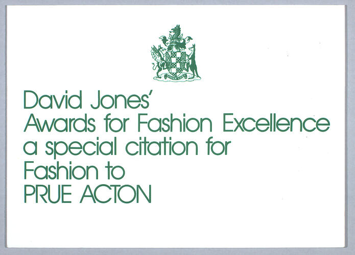 Printed certificate with green lettering.