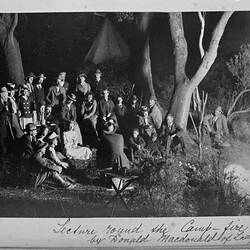 Photograph - 'Lecture Round the Camp-Fire', by A.J. Campbell, Phillip Island, Victoria, Nov 1902