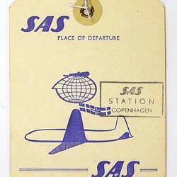 Baggage Labels - Scandinavian Airlines System, Travel Details, circa 1950s