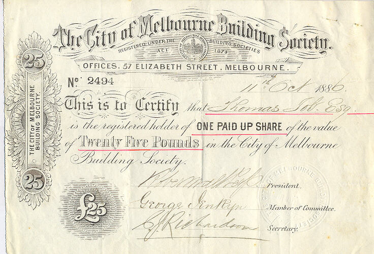Scrip - The City of Melbourne Building Society