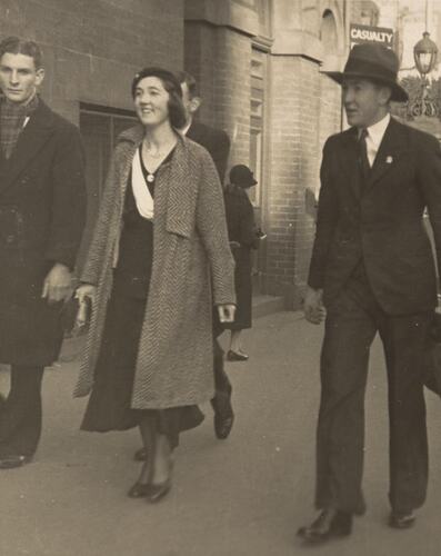 Digital Photograph - Family Walking to St Vincent's Hospital, Melbourne, circa 1932