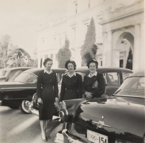 Digital Photograph - Drivers & Official Cars for Melbourne Olympic Games, Government House, Melbourne, 1956