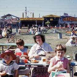 Digital Photograph - Family Having Lunch at Royal Melbourne Show, Ascot Vale, 1961