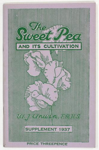 Catalogue - Supplement 'The Sweet Pea and its Cultivation', W J Unwin, 1937